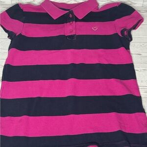 Gapkids girls pink and navy striped polo shirt